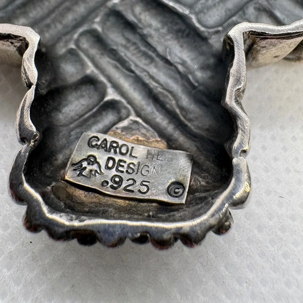 Vintage Carol Henry 925 Sterling Silver Cross Brooch Pendant Woven Textured 39g